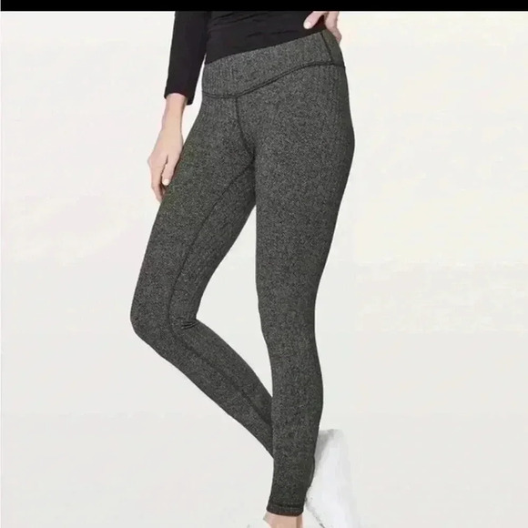 Lululemon Wunder Under Low-Rise Tight 28 "Heathered Herringbone Gray Size 4 - Picture 1 of 5